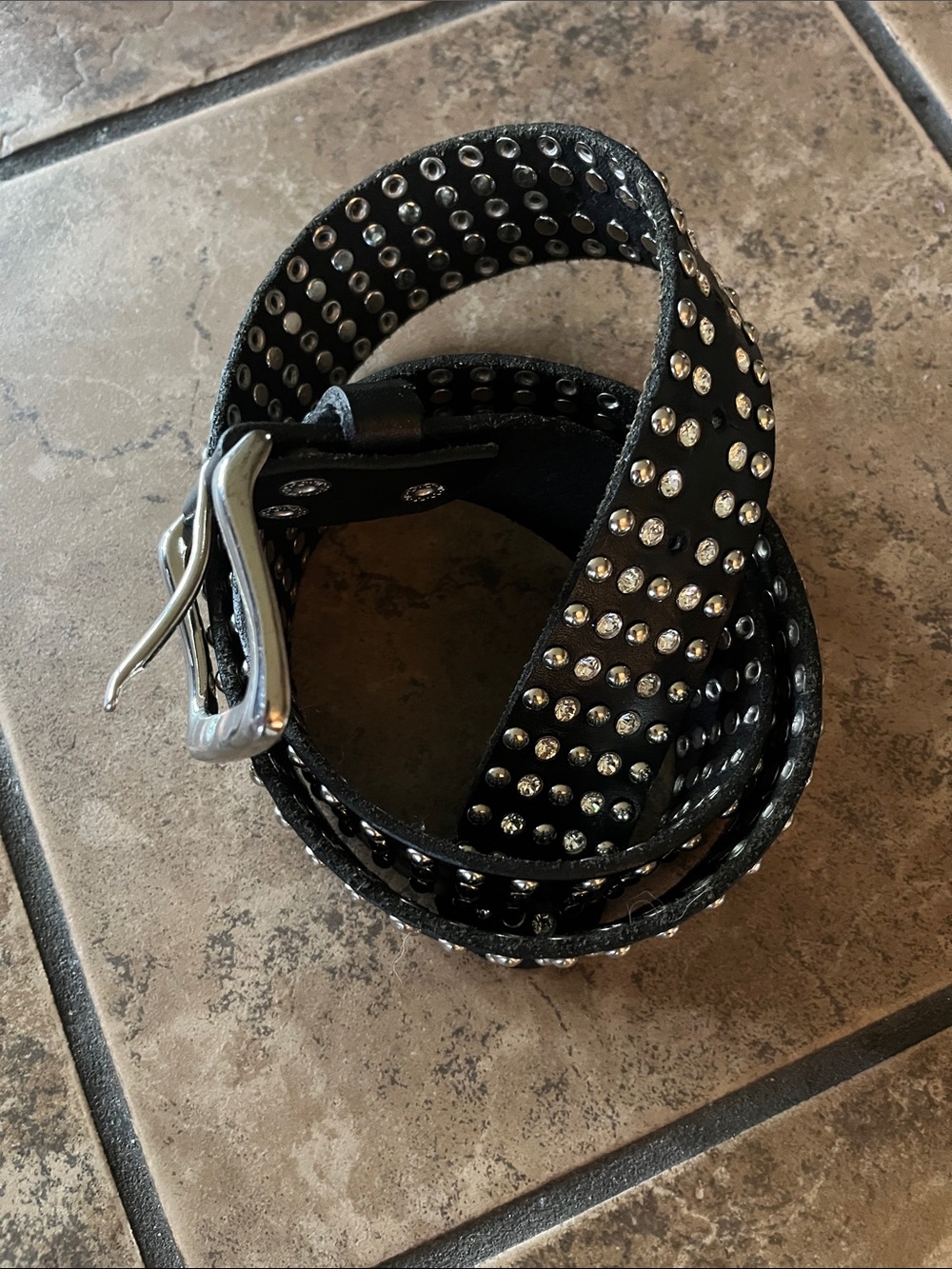 Studded Black Rhinestone Belt